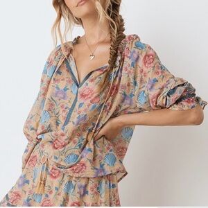 Spell & The Gypsy Seashell floral print  blouse size S